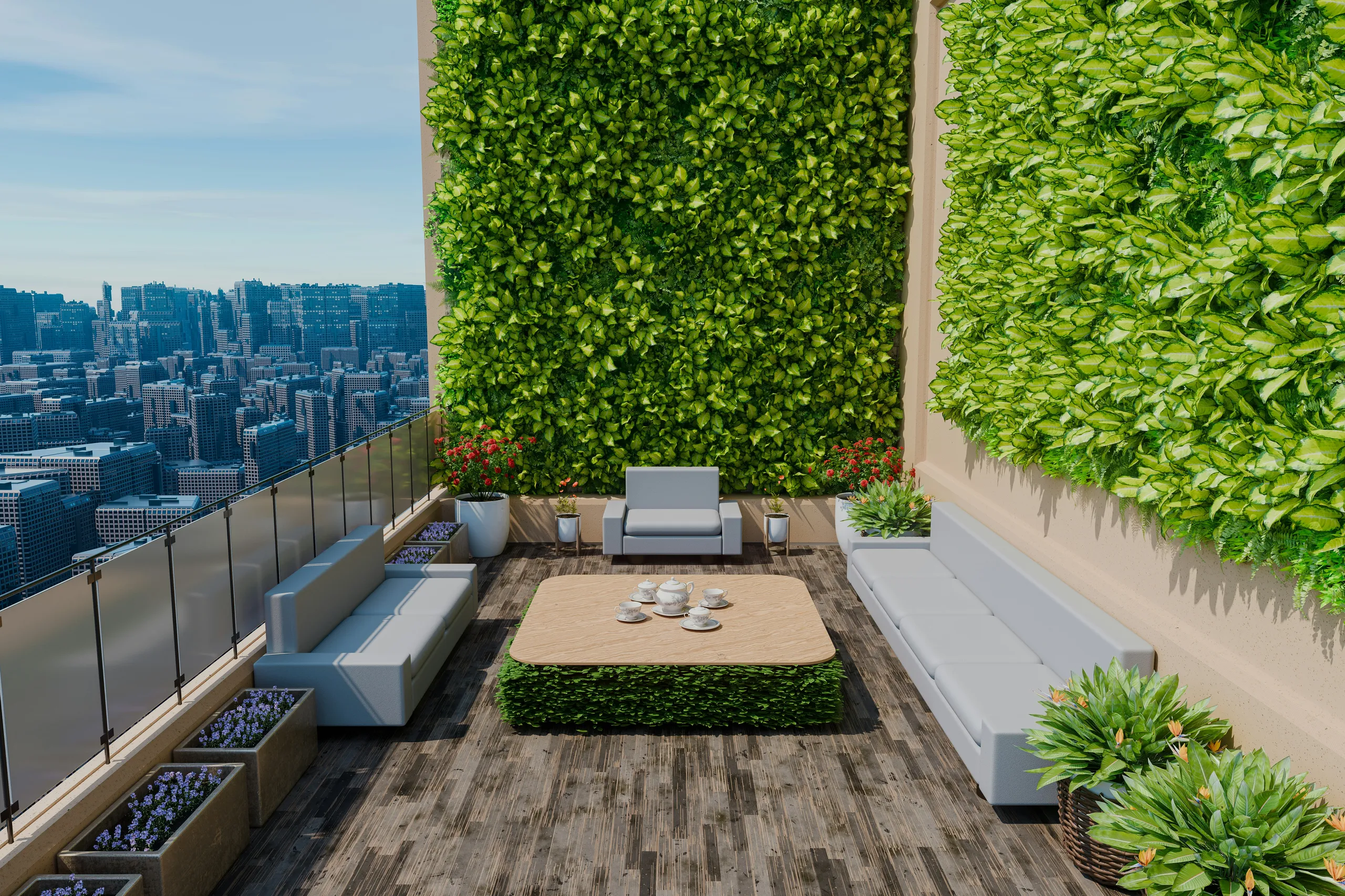 Cubierta verde en un edificio de la ciudad